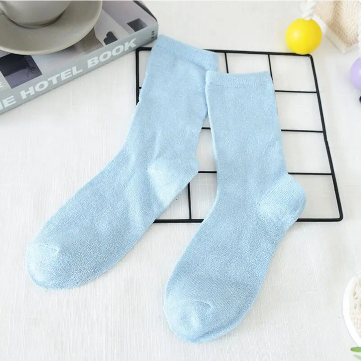 Chaussettes à Paillettes Bleu Ciel