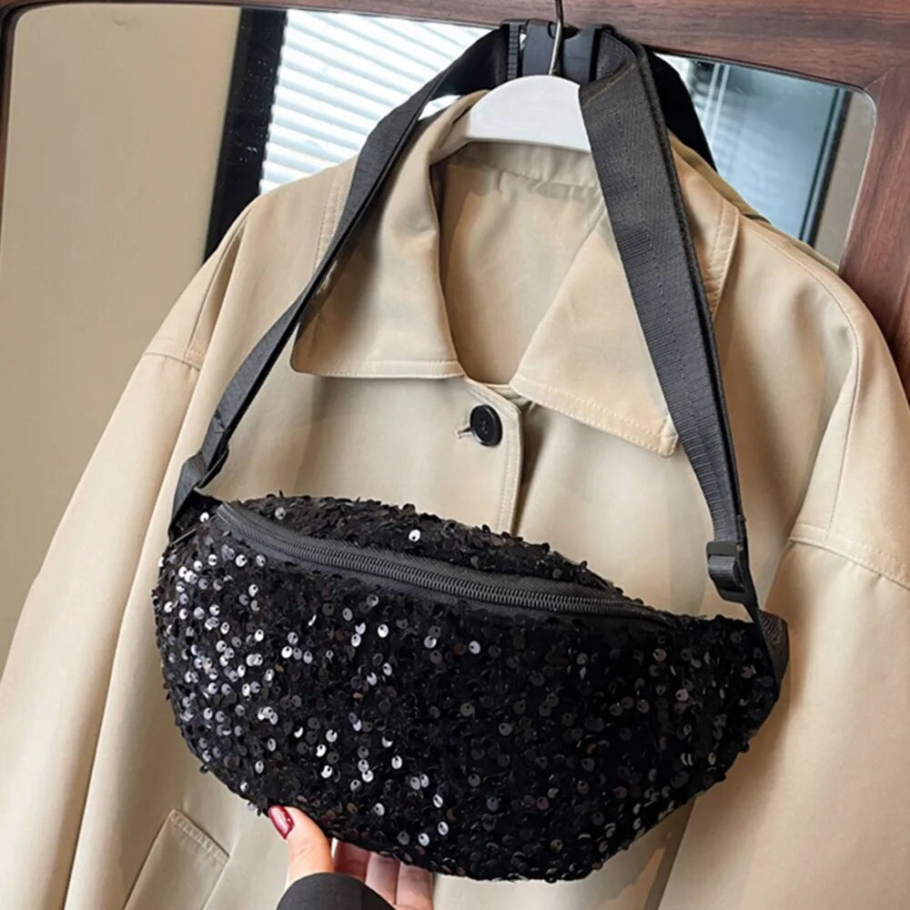 Sac Banane Paillettes Femme - Sac à Paillettes Brillant Pour Fête, Carnaval, Soirée - Accessoire Tendance Et Fun