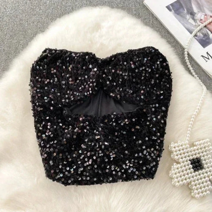 Bustier Paillette Avec Ouverture noir