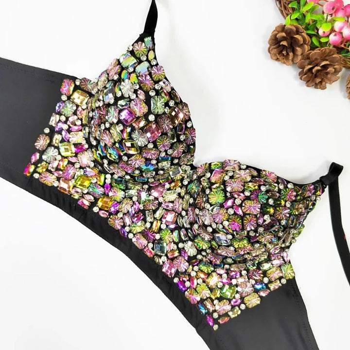 Soutien Gorge Strass Coloré Noir