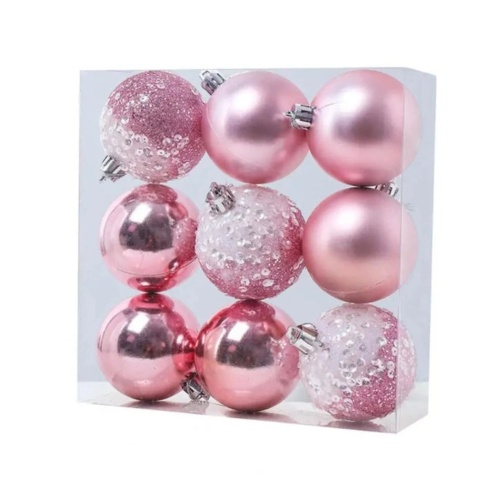 Boule de Noël Incassable 9 Pièces Rose