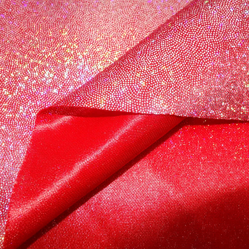 Tissu Pailleté Polyester Rouge