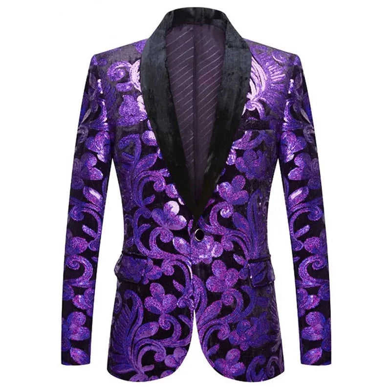 Veste Blazer Homme Paillette Velours Strass Paillettes Strass Paillettes