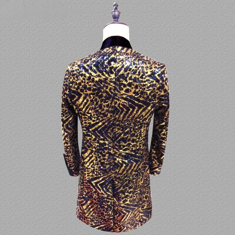 Veste Costume Paillette Leopard Homme