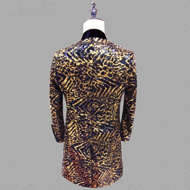 Veste Costume Paillette Leopard Homme