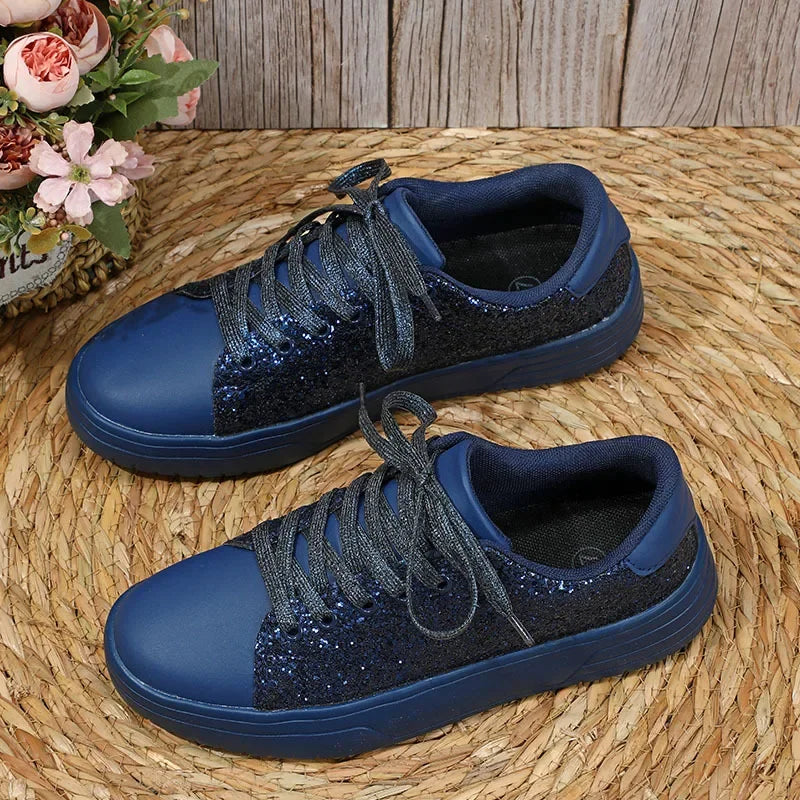 Basket Paillette Sneaker Femme bleu