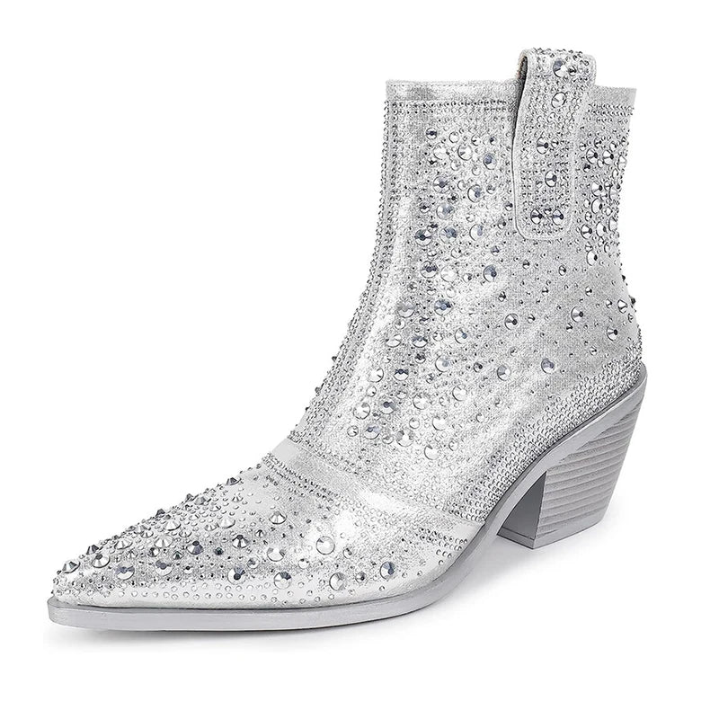 Bottines Argenté  Strass Femme