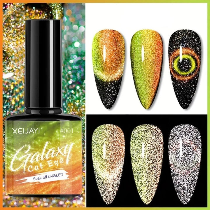 Gel Ongles Pailleté Galaxy vert orange