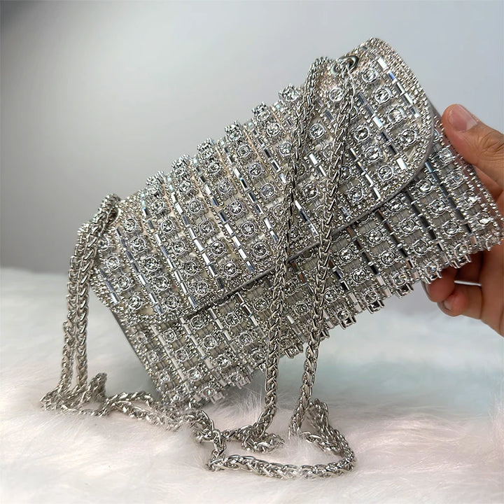 Sac Strass Rectangle argent