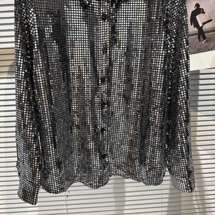 Chemise Paillette à Carreaux Pour Femme