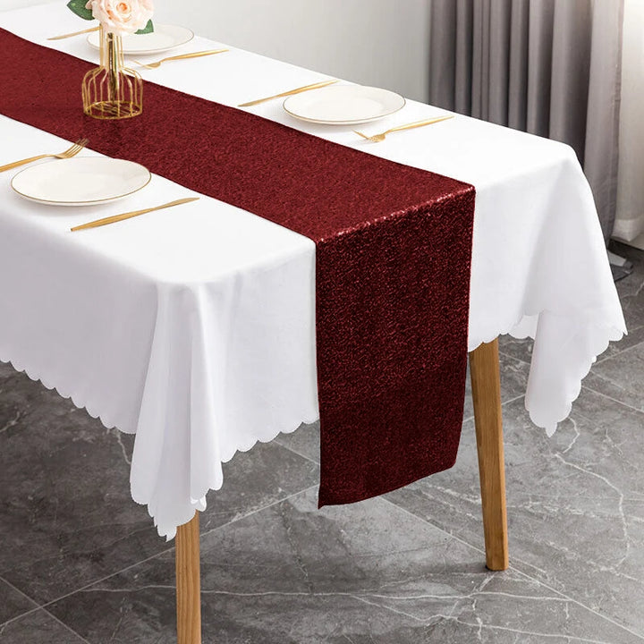 Chemin de Table Pailleté Rouge foncé