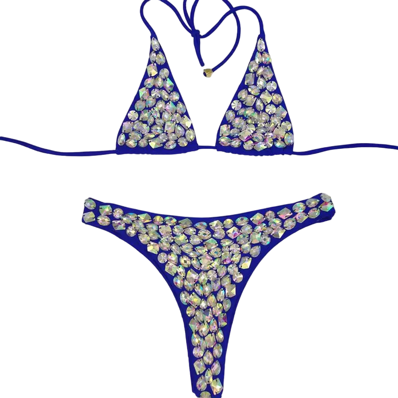 Bikini Gros Strass Bleu