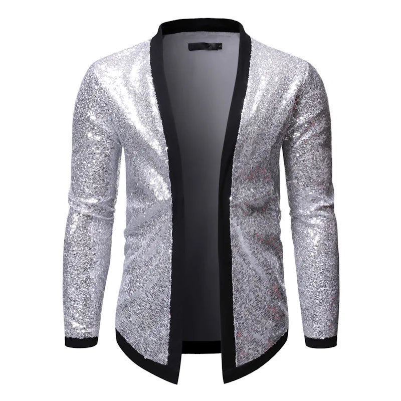 Veste Paillette Ouverte Homme argent