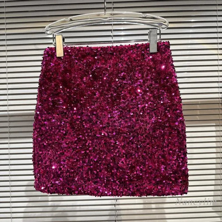 Jupe Courte Sequin Fushia 