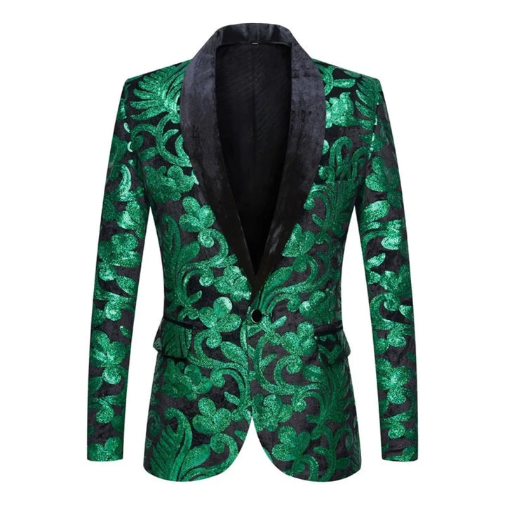 Veste Costume Paillette Velours Homme vert