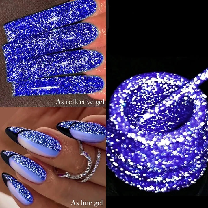 Gel Pailleté Ongles bleu