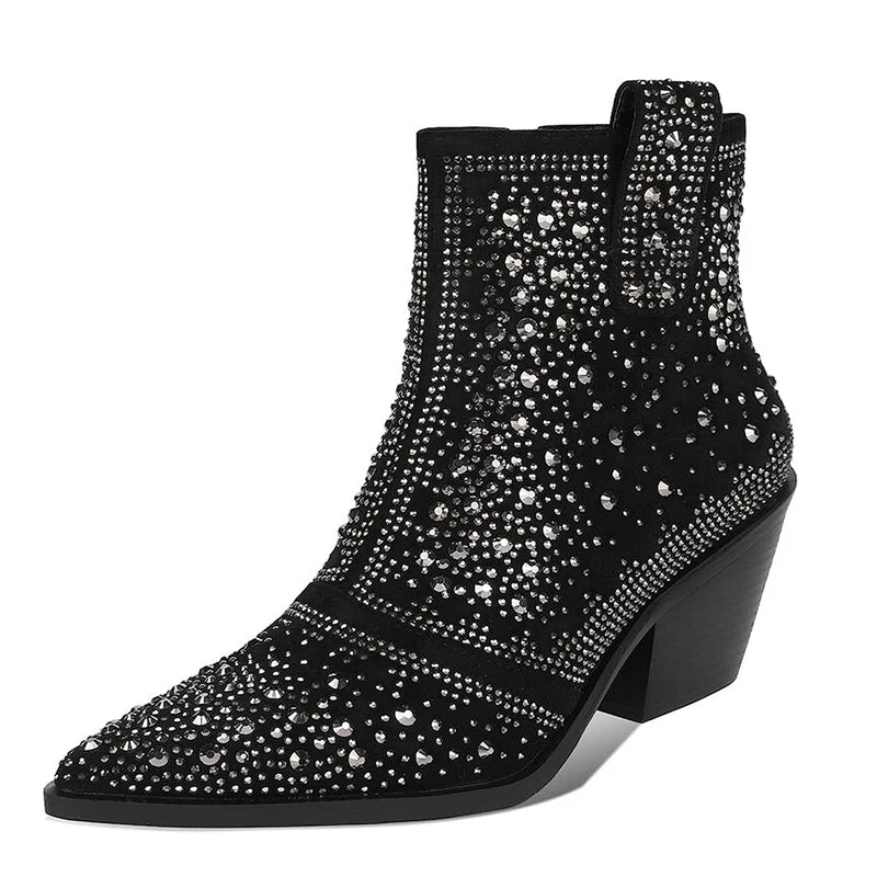 Bottines Noir  Strass Femme