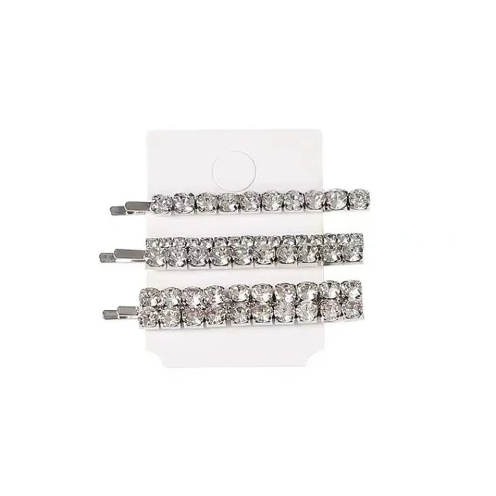 Pince a Cheveux Strass Argenté 3pcs