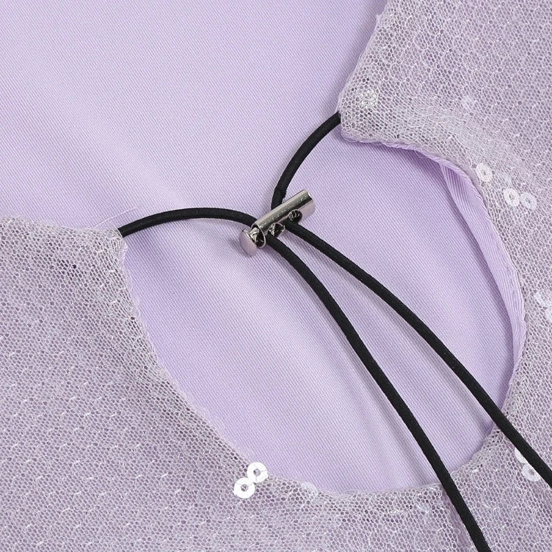 Robe Violet Paillette Avec Lacet Poitrine