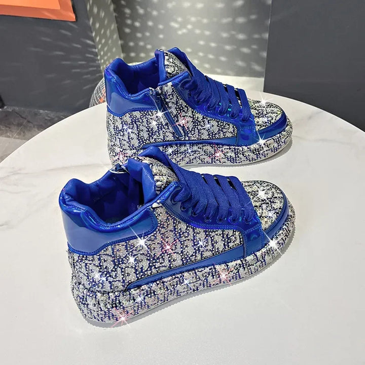 Chaussures Montantes Strass Femme bleue