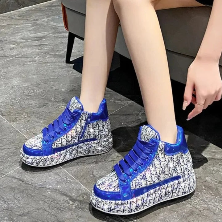 Chaussures Montantes Strass Femme bleue