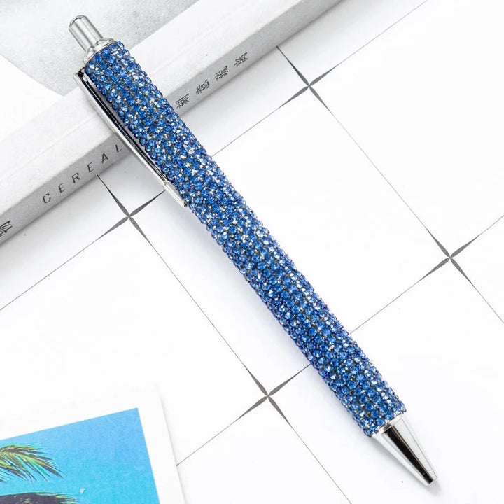 Stylo Strass Bleu Argenté