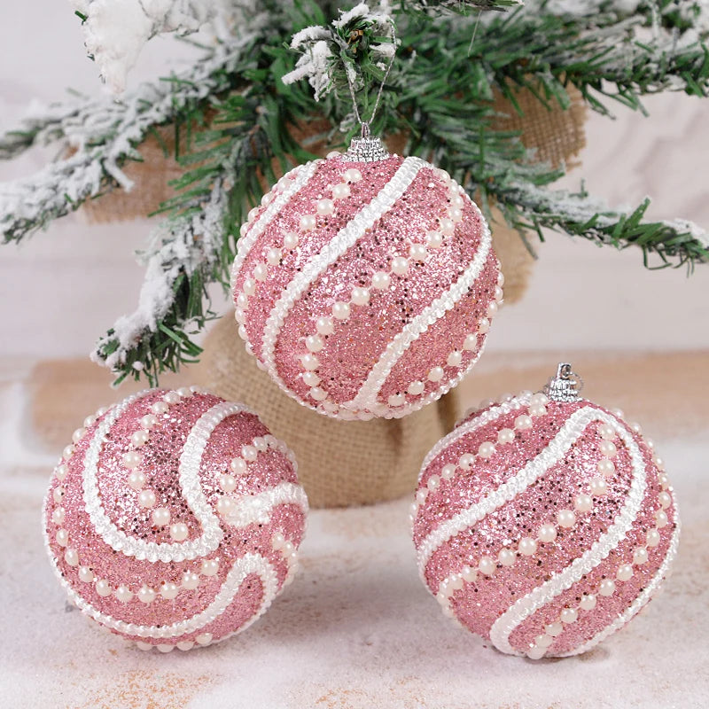 Boule de Noel Paillettes Rose