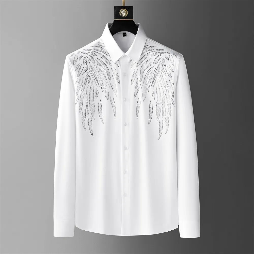 Chemise Blanche  Homme Strass Ailes