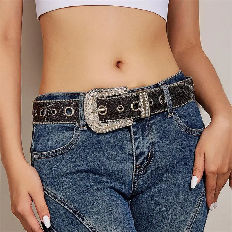 Ceinture Strass Femme noire