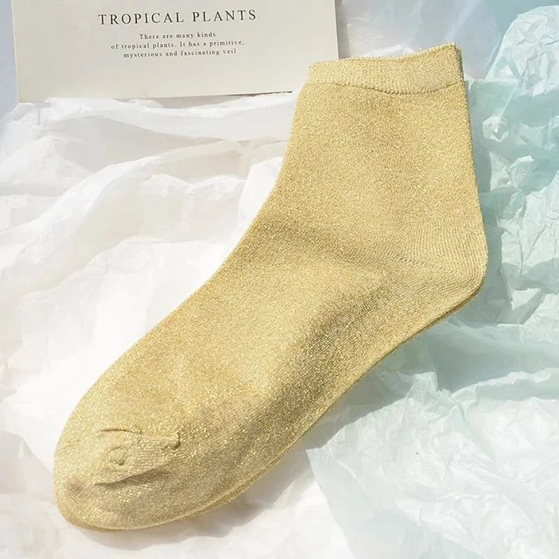 Chaussette Paillette Courte Jaune