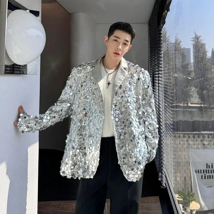 Blazer Sequin Homme argent