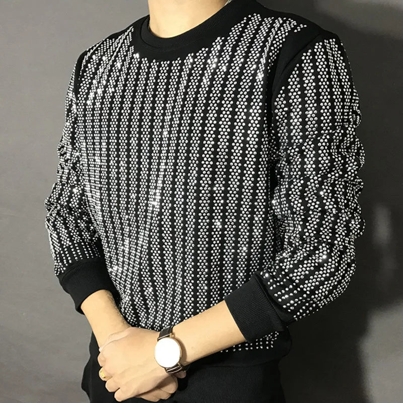 Pull Strass Homme Noir