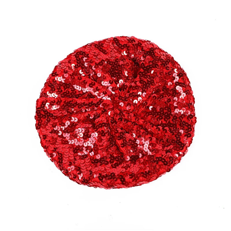 Béret Rond Paillette Rouge