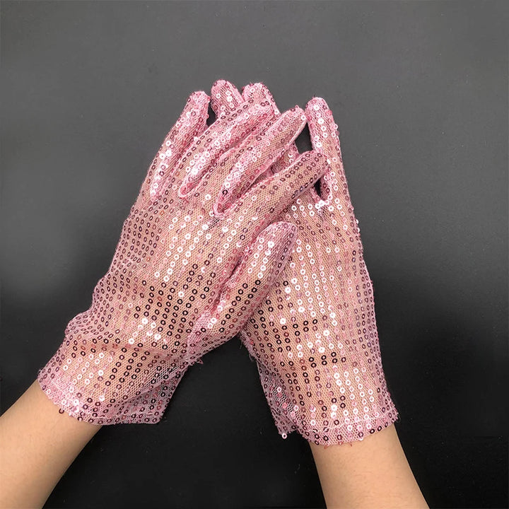 Gants Paillettes Fêtes Rose