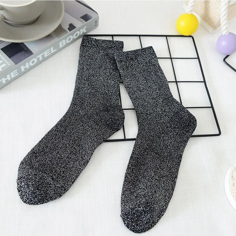 Chaussettes à Paillettes Gris