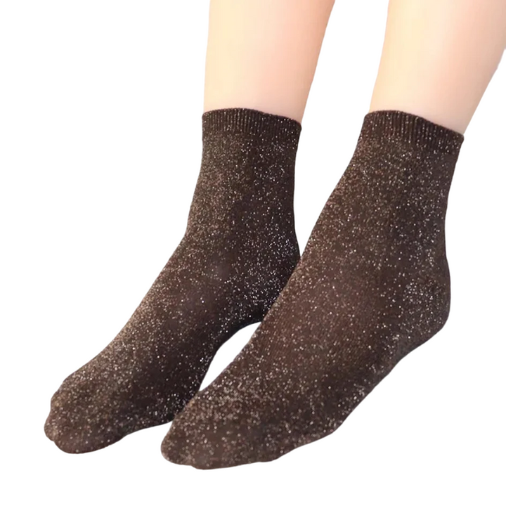 Chaussette Paillette Courte Marron