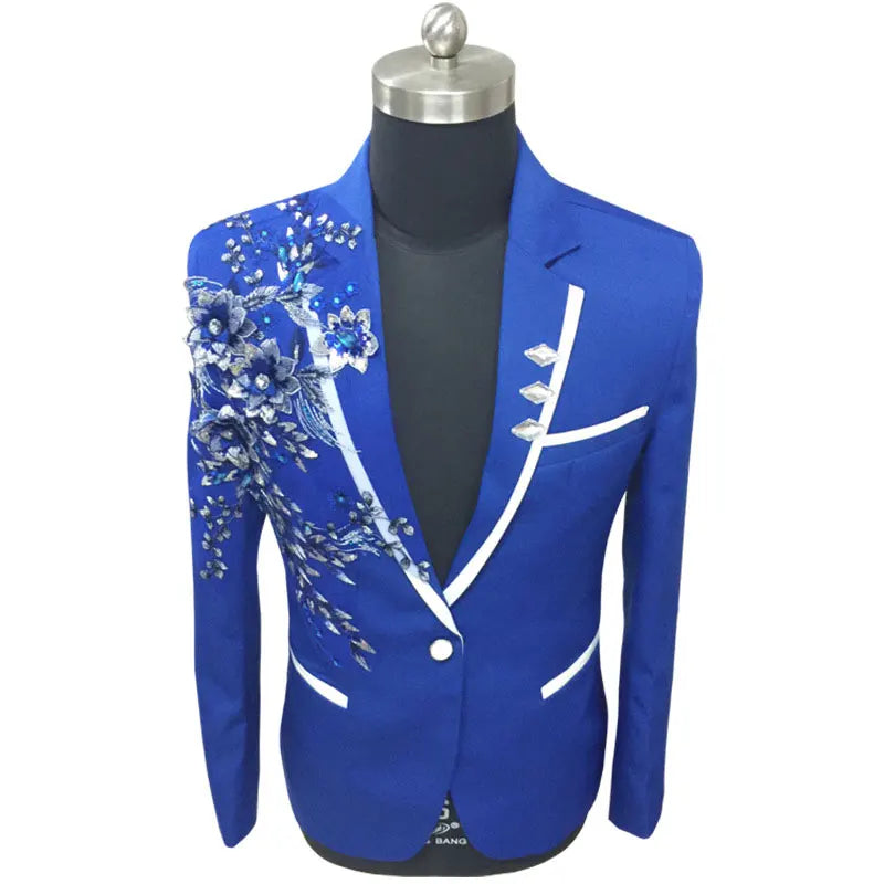 Costume Paillette Homme Fleurs bleu