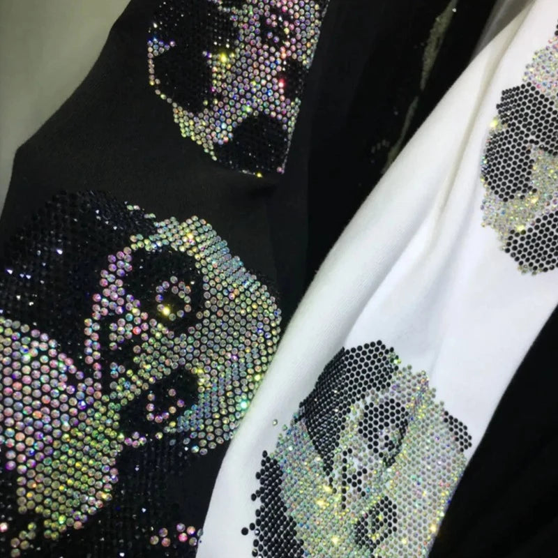 T Shirt Strass Panda Manches Longues