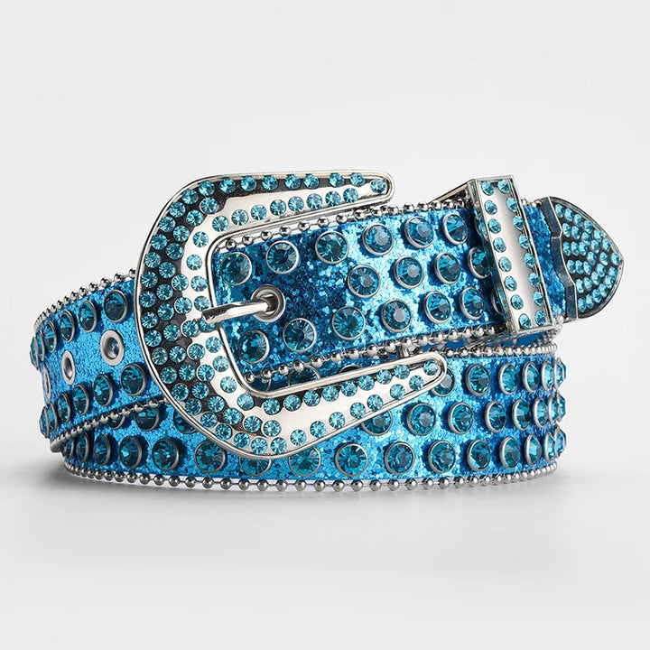 Ceinture Strass Tête de mort bleu