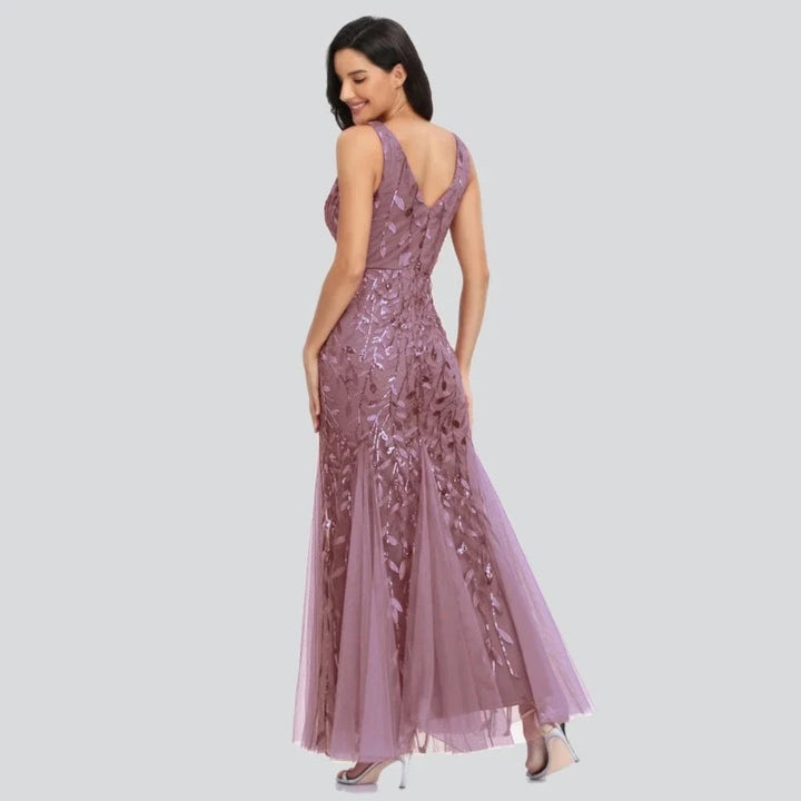 Robe de Soirée Paillette Rose 