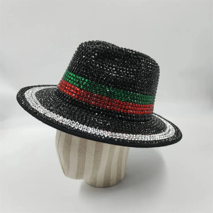 Chapeau Strass noir et rouge