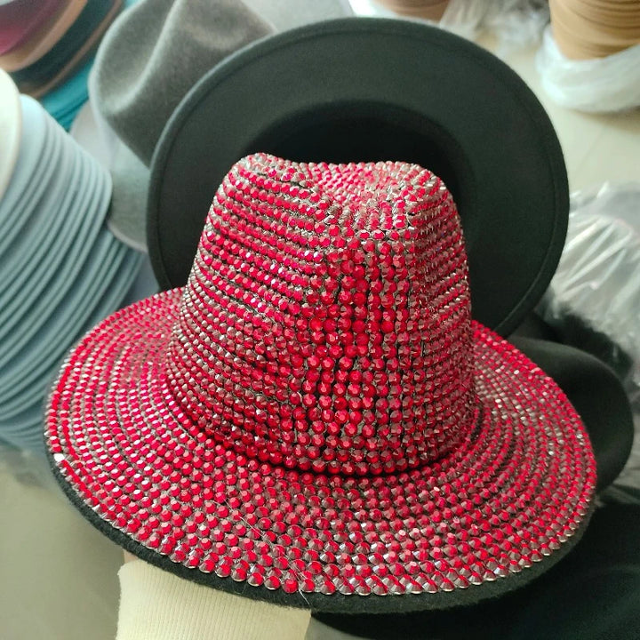 Chapeau Strass rouge sang