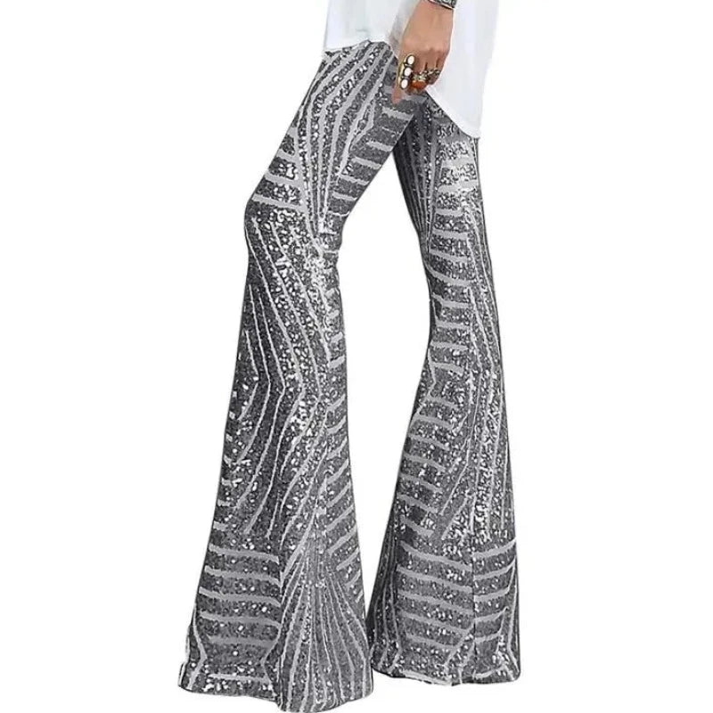 Pantalon Argenté Sequin Femme