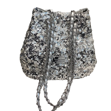 Pochette De Soirée Vintage Années 60 Argentée Pailletée - Fermoir Strass, état D'époque | Sac à Main Classe, Occasion