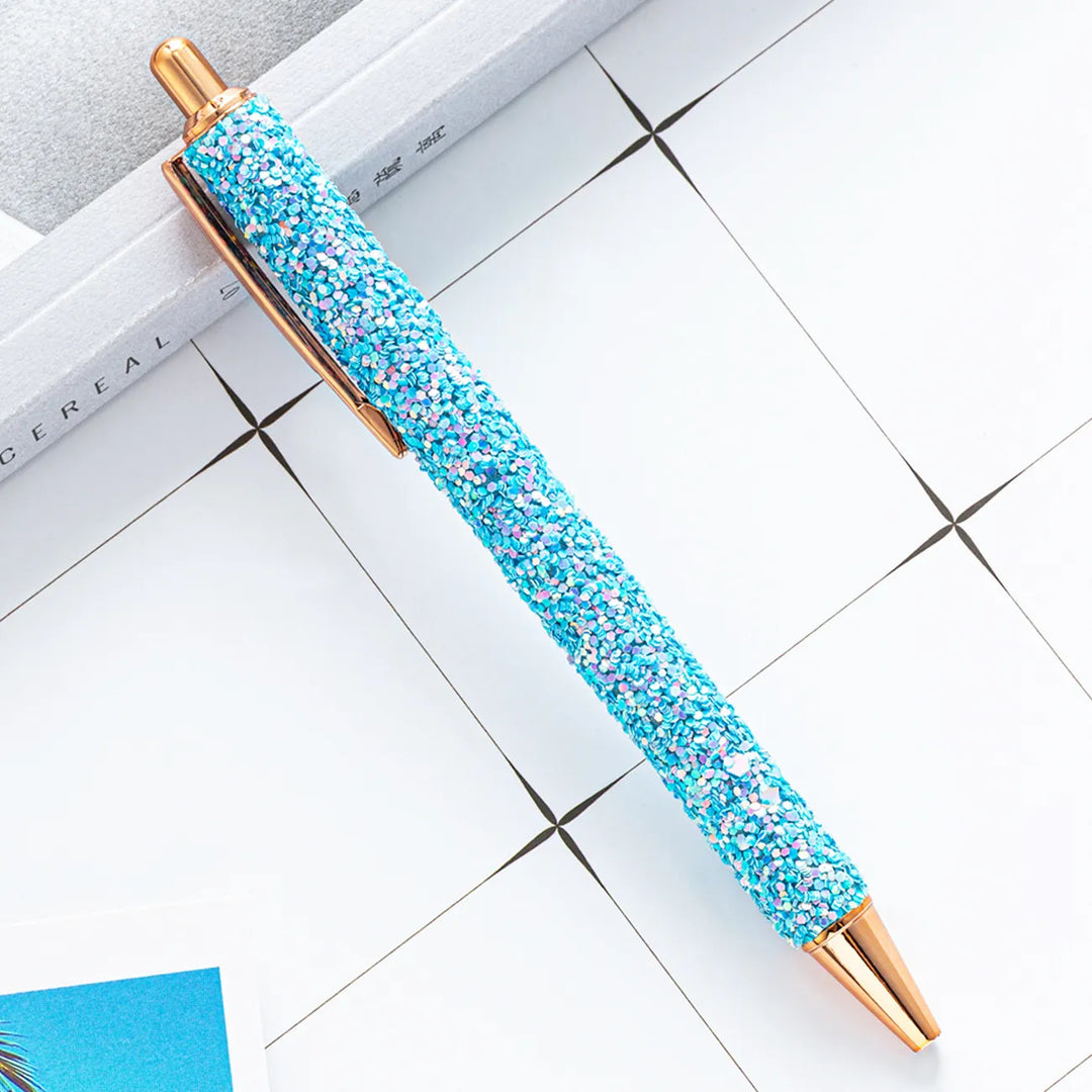 Stylo Bille Strass Bleu