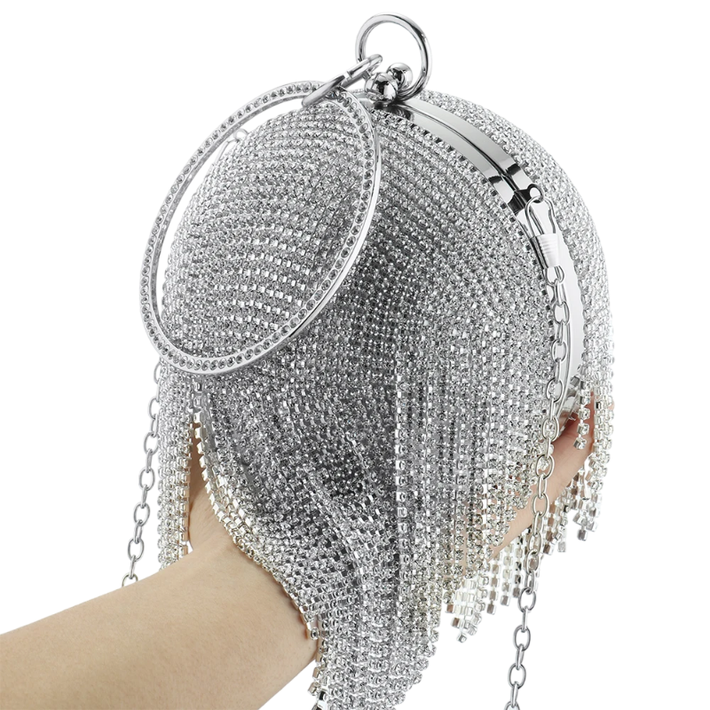 Sac Boule Strass Argent