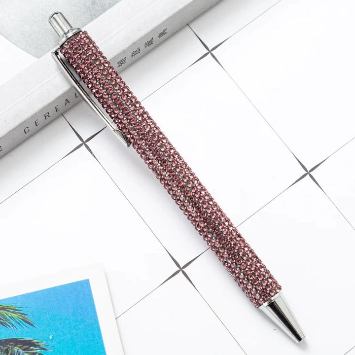 Stylo Strass Violet Argenté