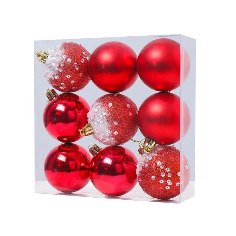 Boule de Noël Incassable 9 Pièces Rouge