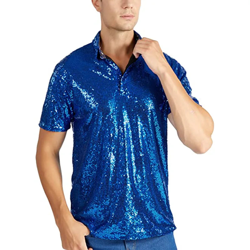 Polo Paillette Homme bleu