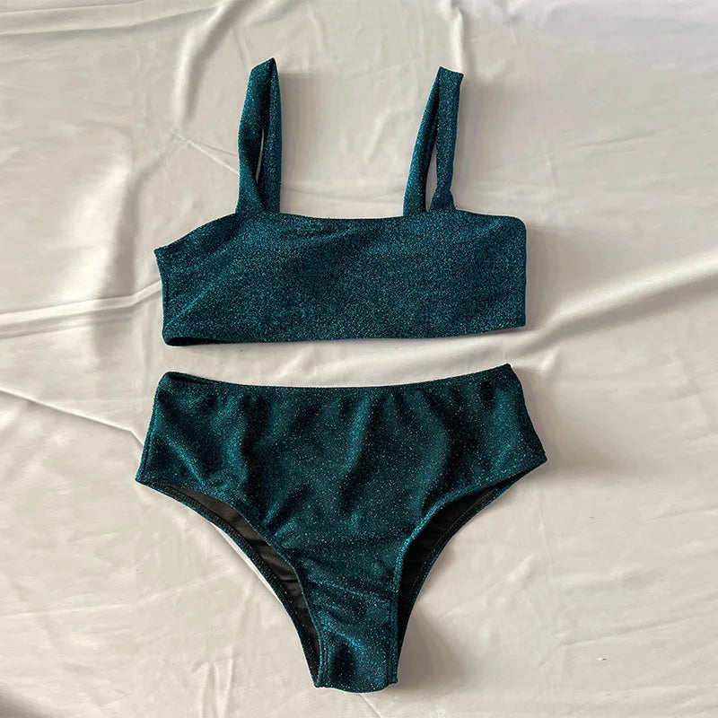 Maillot de Bain Pailleté 2 Pièces Vert